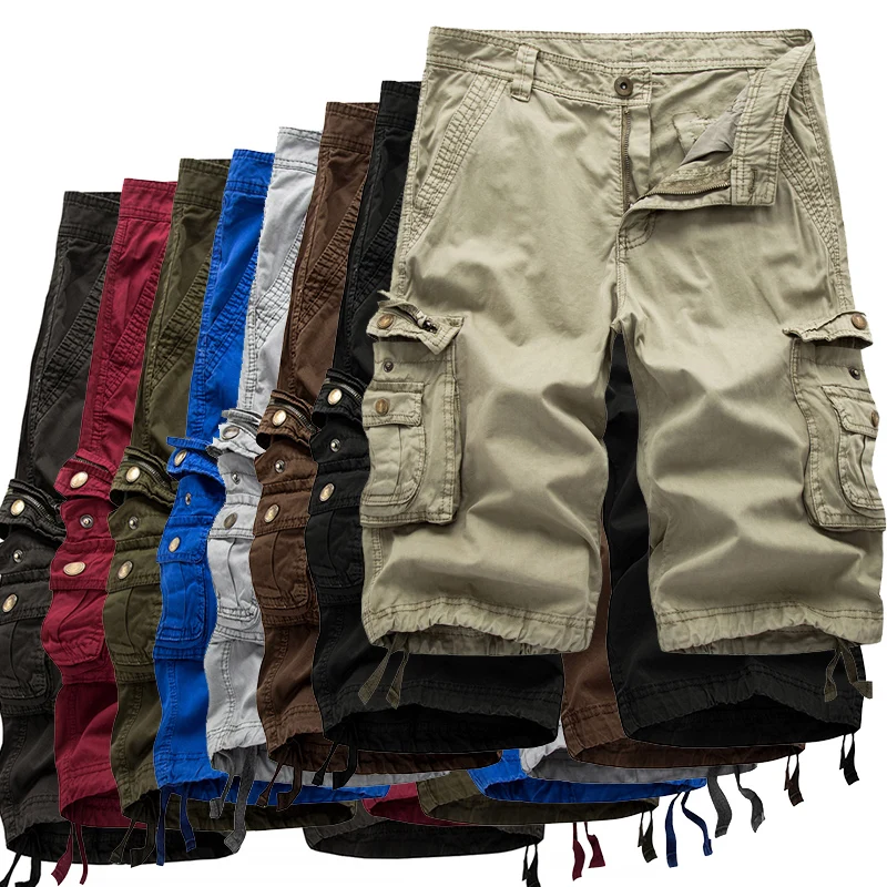 Brand Cargo Shorts Men 2024 Summer Army Military Tactical Homme Shorts Casual Solid Multi-Pocket Male Cargo Shorts Plus Size