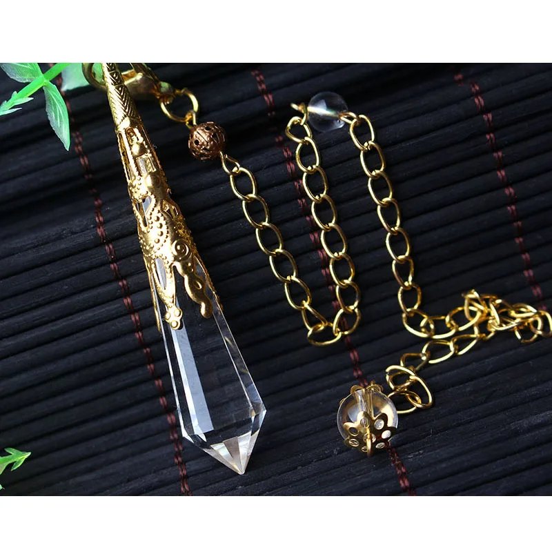 New natural white crystal pendulums for dowsing reiki Chakra healing crystals charms necklace filigree pendant