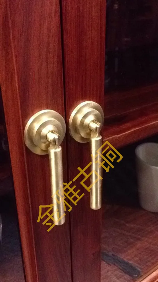 Read pear Chinese antique furniture handle copper door handle round handle knob mahogany copper fittings