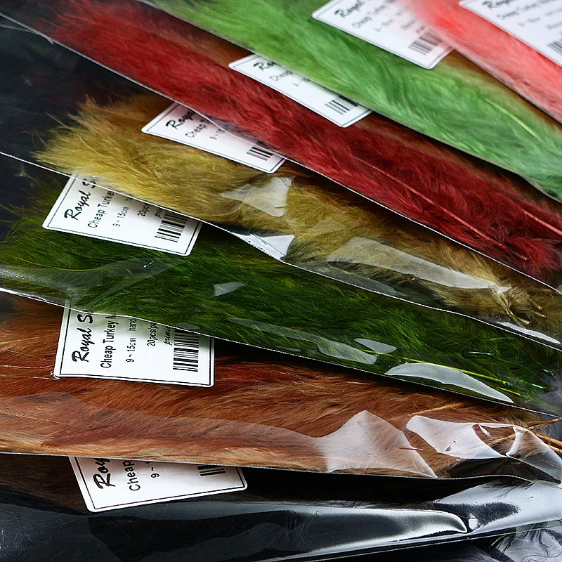 New 12 optional Colors 40pcs/pack Dyed Turkey Marabou feather cheap Woolly Bugger Tying materials quilling feather hand selected