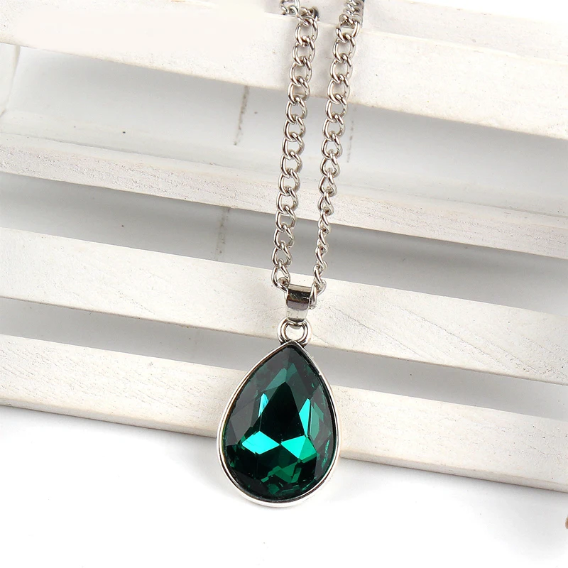 1set Vintage Water drop Pendant Necklace & earrings Fashion Jewelr green