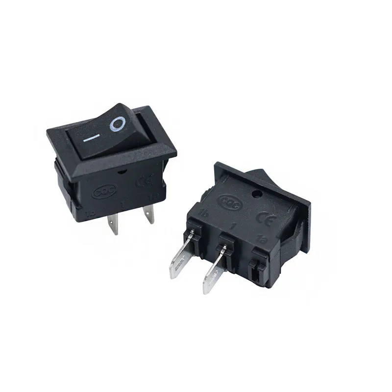 100 szt. Mały przełącznik kołyskowy do łodzi, 2-pinowy, ON-OFF, 3A 250V, 6A 125V AC, 10*15mm, przełącznik zasilania I/O SPST, mały przełącznik kołyskowy zatrzaskowy.
