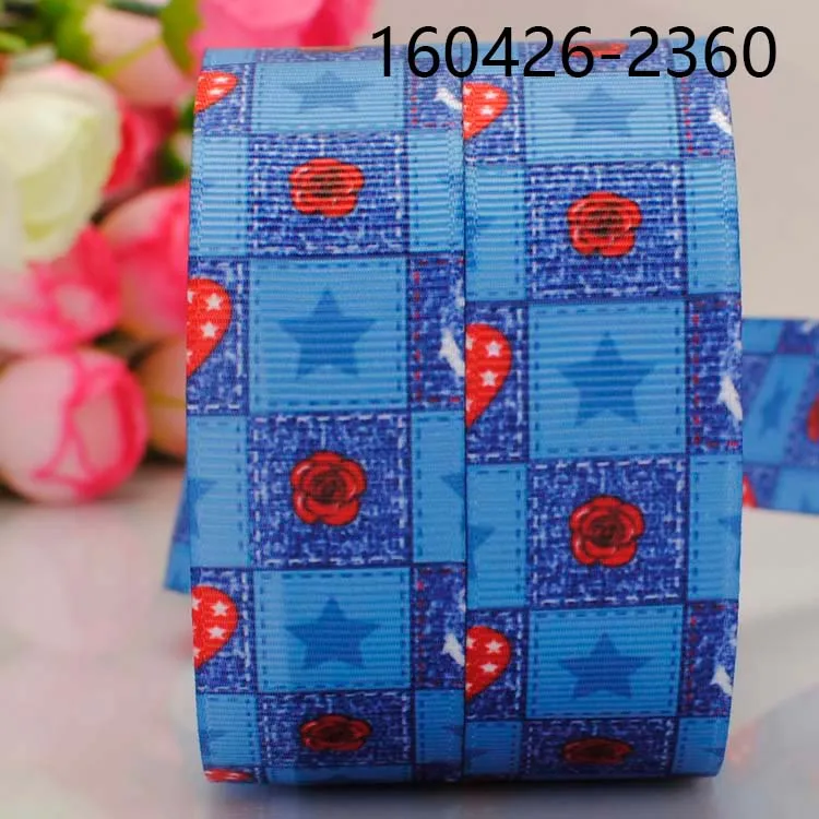 

Бесплатная доставка, 50 ярдов, 7/8 дюйма, 22 мм, джинсовая звезда и Роза, рисунок, фотолента, лента 4 июля, День Независимости, сделай сам