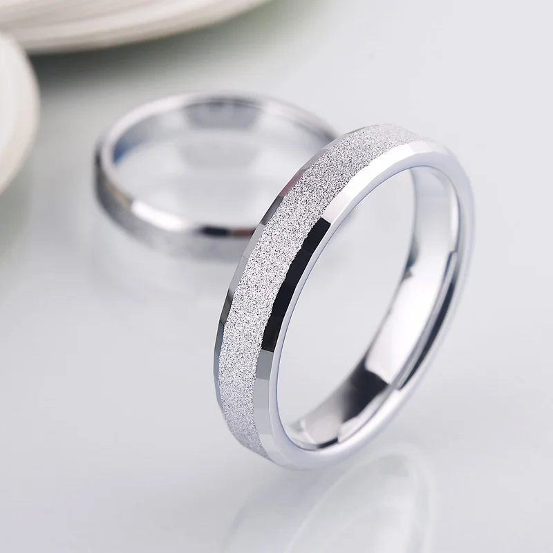 Silver Color White Tungsten Ring for Couples in Wedding Brushed Surface Comfort Fit Band Size 5-12