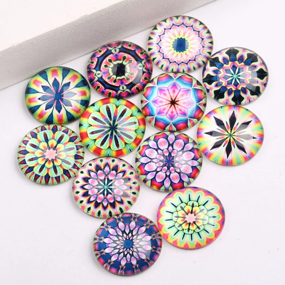 reidgaller handmade mix print photo round Glass Cabochon 10mm 12mm 14mm 18mm 20mm 25mm diy Earrings Necklace Accessories