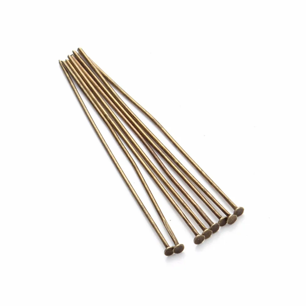 100pcs/bag 40 50mm Flat Head Pins 0.7mm Rhodium/Copper/Bronze/Silver Plated Head Pins For Diy Jewelry Making Accessories