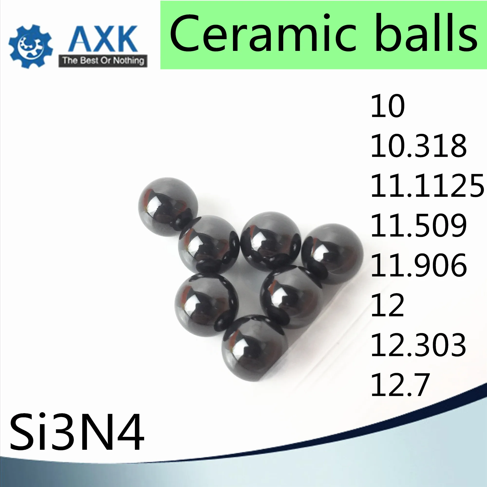 Si3N4 Ceramic balls 10 10.318 11.1125 11.509 11.906 12 12.303 12.7 ( 2 PC) Silicon Nitride G5 Precision Ball