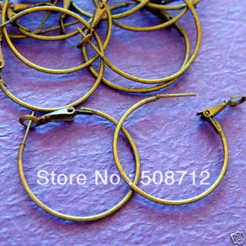 Free shipping!!!!!100pcs/lot 35mm ANTIQUE BRONZE HOOP EARWIRES HOOKS