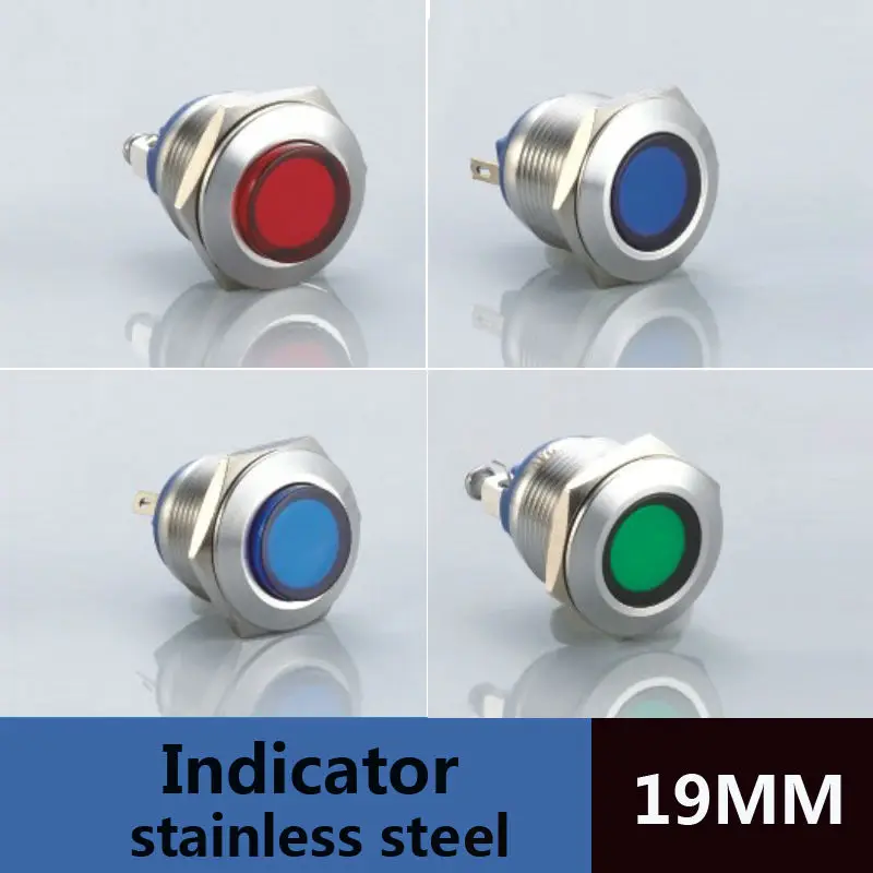 5pcs/lot 304 stainless steal indicator lights screw type dia.19mm signal lamp 6V 12V 24V 110V 220V waterproof IP67