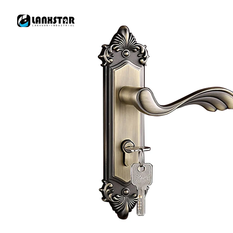 

Hot Sale European Antique Style Zinc Alloy Handle Lock Indoor Mute Lockset Room Door Customized Luxury Locks