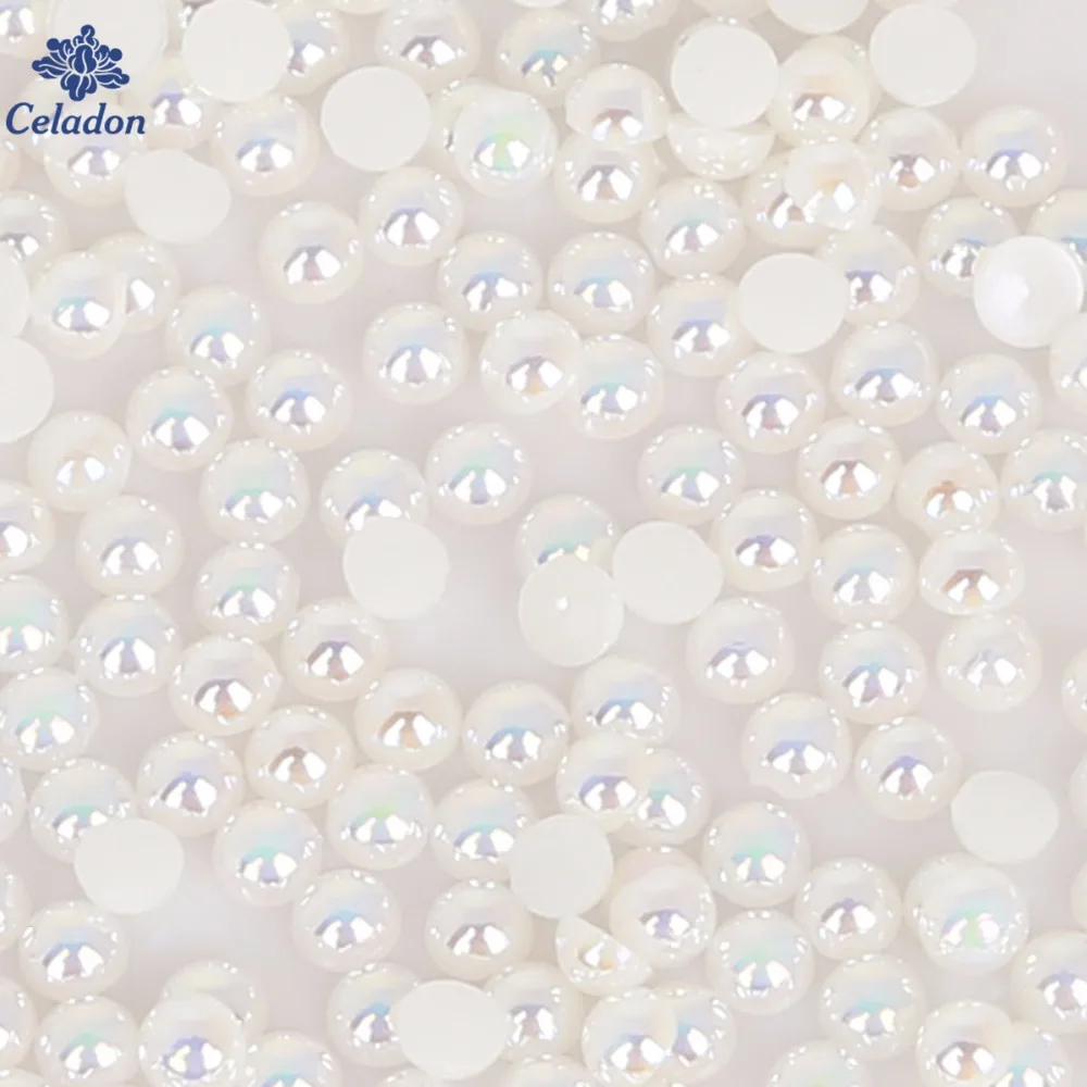 50-1000Pcs White Ivory 3-14mm Imitation Pearls Acrylic Half Round Flatback Beads For DIY Craft Garment Clothing Accessories