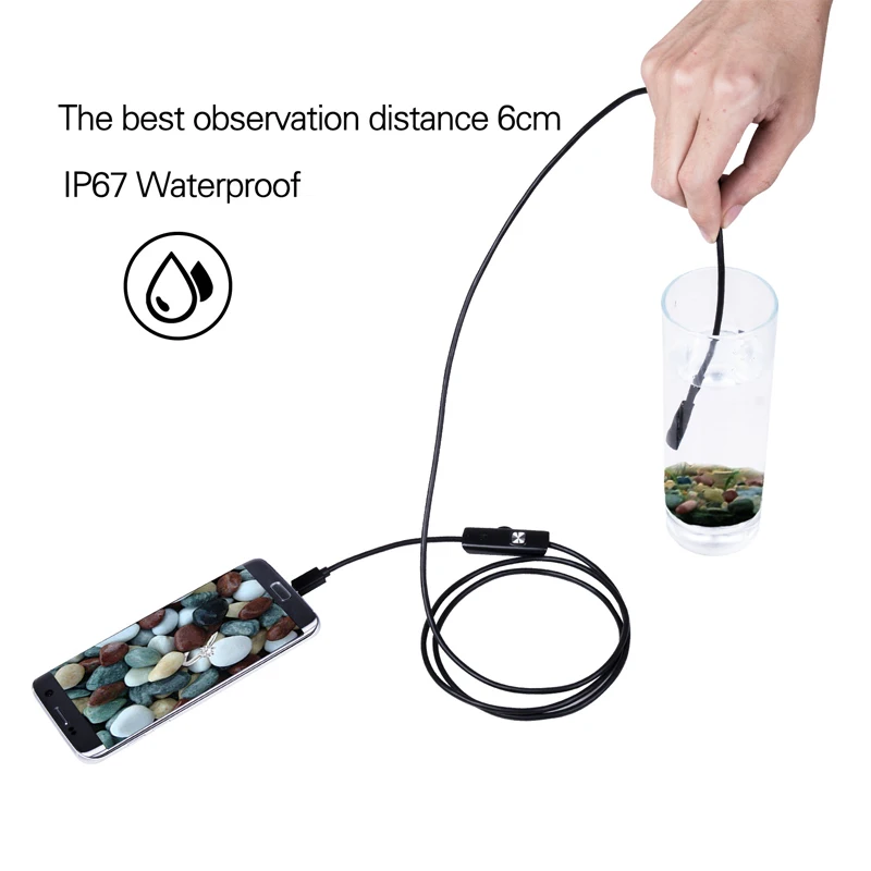 1pc 7mm/5.5mm 1M Endoscope Mirco USB 2m 6LED Endoscope Camera Android Waterproof Pipeline PCB PC Inspection Mini Camera
