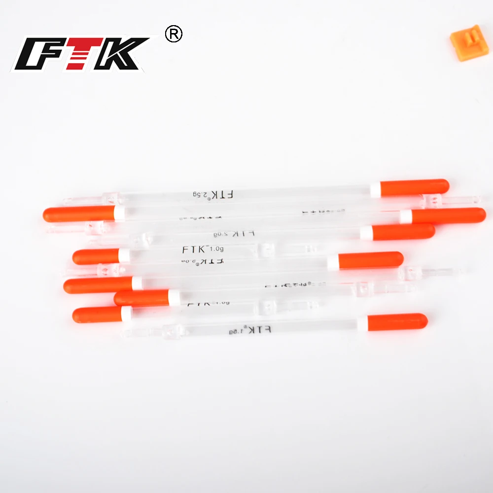 FTK 10PCS/Lot Nylon Plastic Float 1.0g/1.25g/1.5g/2.0g/2.5g/3.0g Crystal Plastic Fishing Floats Tube Set Fishing Tackle