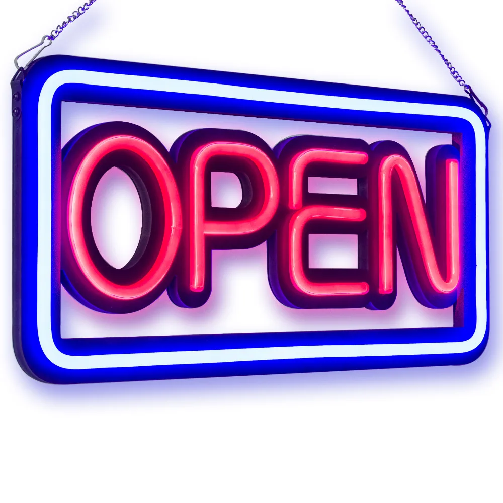 50cm OPEN LED Neon Light Sign NEON TUBE STYLE OPEN Signs, Red Blue Letter Window Displaying Light, Bar, Restaurant, Store, Salon