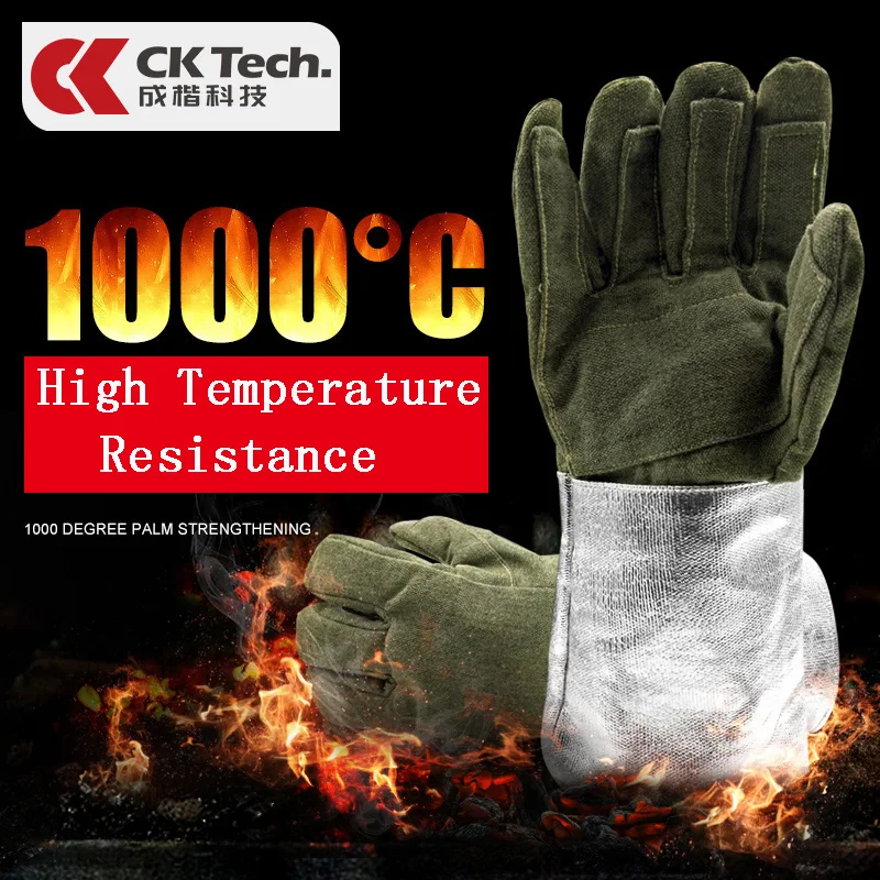 

CK Tech. Heat Insulation 1000 Degree Aluminum Foil Gloves High Temperature Working Flexible Anti-scald Glove Fire Protection