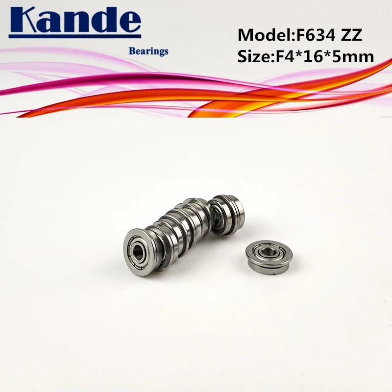 10pcs ABEC-1 F634 ZZ With Flange Miniature Deep Groove F634 Ball Bearing F4x16x5mm F634-2Z