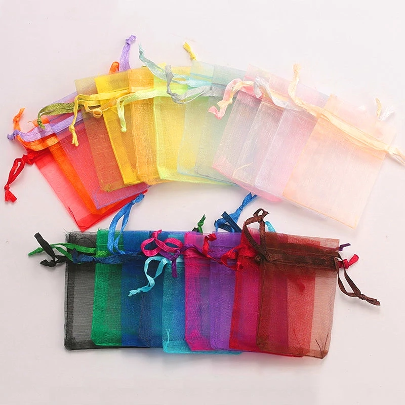 Wholesale 16 color 100pcs/lot 9*12cm organza Christmas wedding gift bags candy bag jewelry packing drawable organza bags&pouch