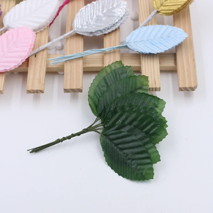 Hot sale 10pcs/lot 5cm Nylon Silk Leaf Green Leaves Artificial Flower For Wedding Decoration DIY Wreath Gift Craft Fake Flower