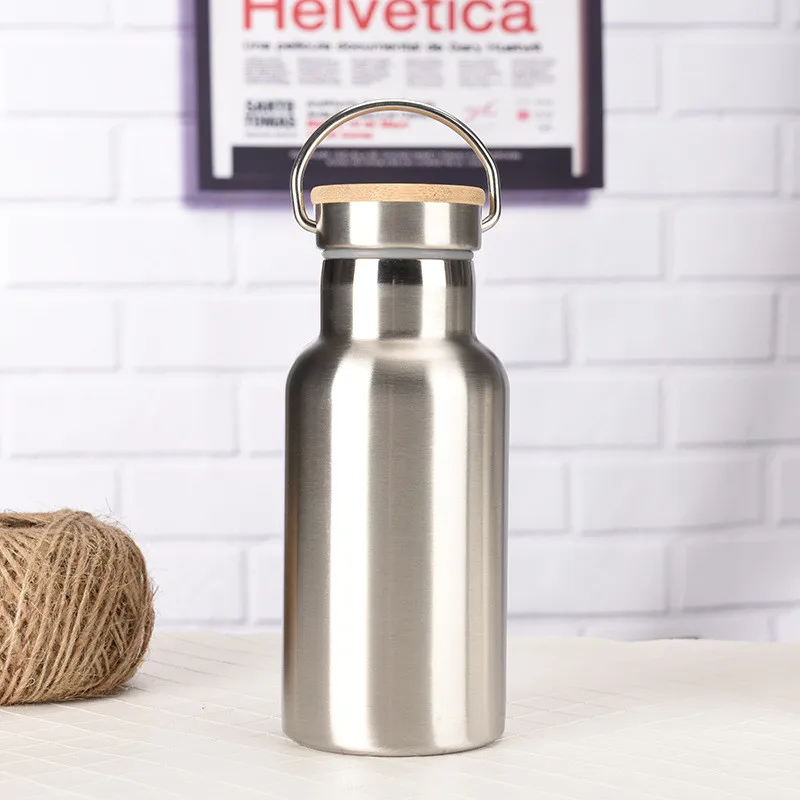 Stainless Steel Thermos Double Wall Vacuum Insulated Travel Water Bottles Flask Cup with Bamboo Lid Biking Camping Hiking Kettle