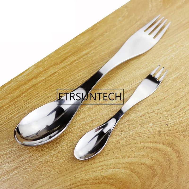 100pcs Outdoor Mini Portable Useful Stainless Steel Camping Backpacking Cutlery Spork Fork Spoon