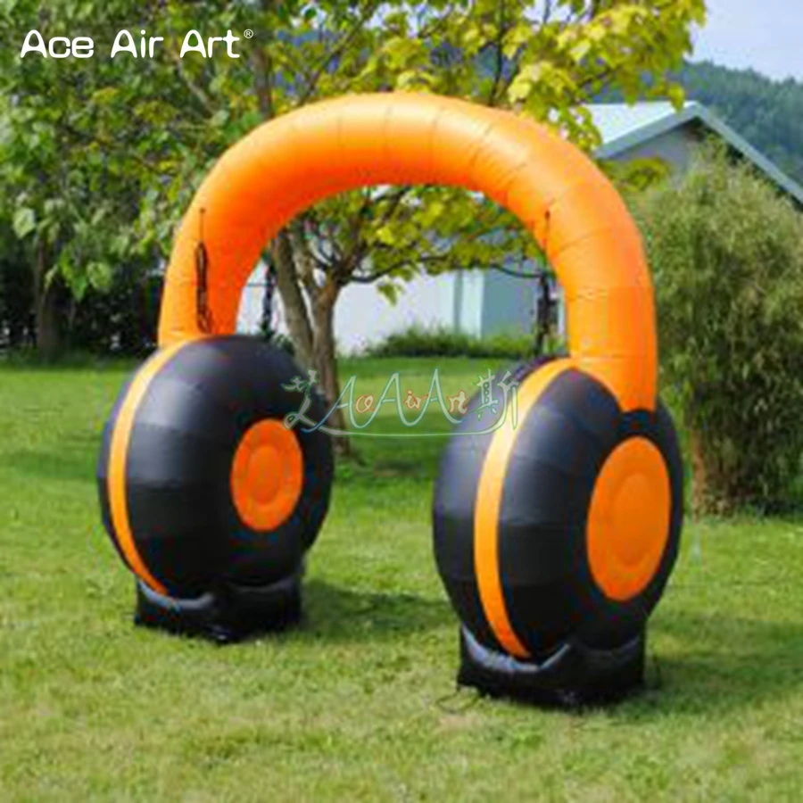 Customized Yellow Inflatable Headset Model Earphone Replica Headphone/Earphone Entrance with Free Standing for Promotion