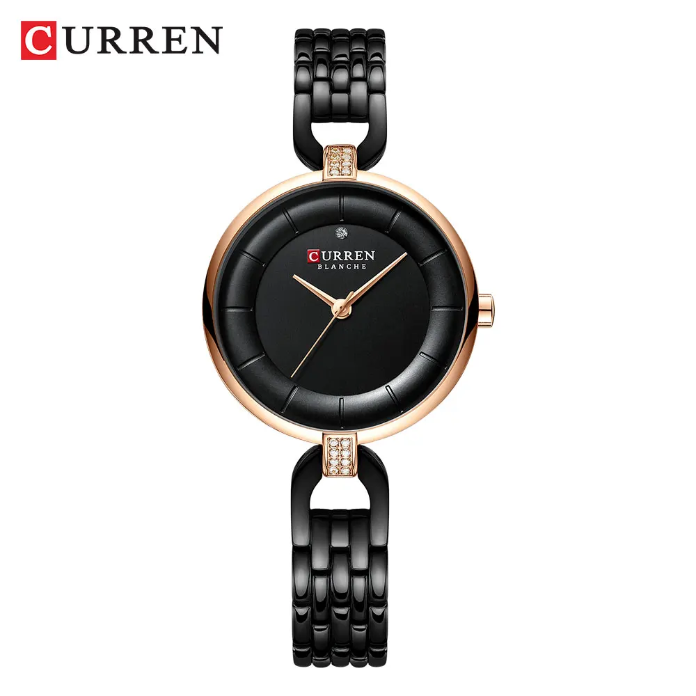 Curren Vrouwen Quartz Horloges Vrouwelijke Mode Luxe Rose Gold Horloge Dames Eenvoudige Rvs Mesh Riem Horloges