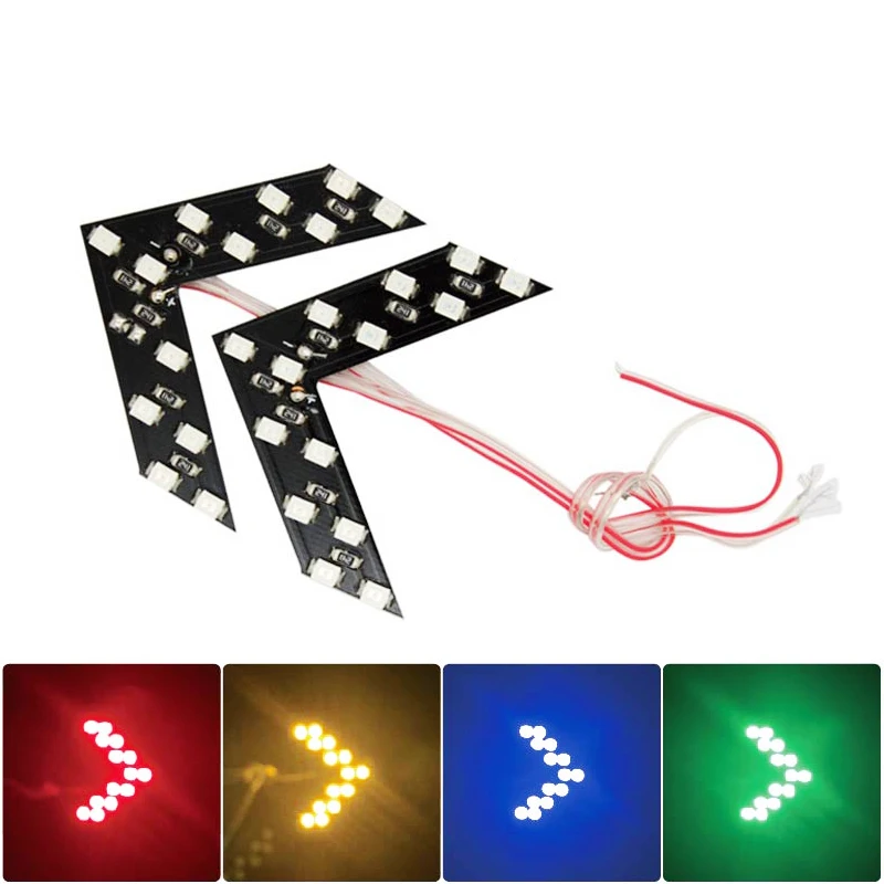 2Pcs/Lot Car Styling 14 SMD LED Turn Signal Light For Car Rear View Mirror Arrow Panels Indicator Free Shipping