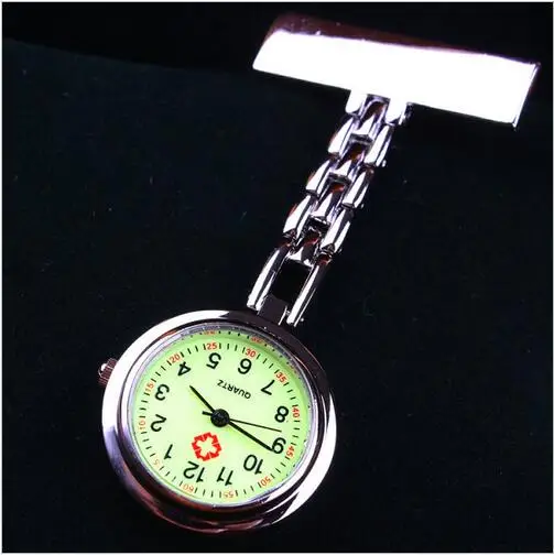 New Fashion Nurse Doctor luminous Pendant Pocket Watches Quartz Red Cross Brooch Nurses Watch Fob Hanging Medical Watch