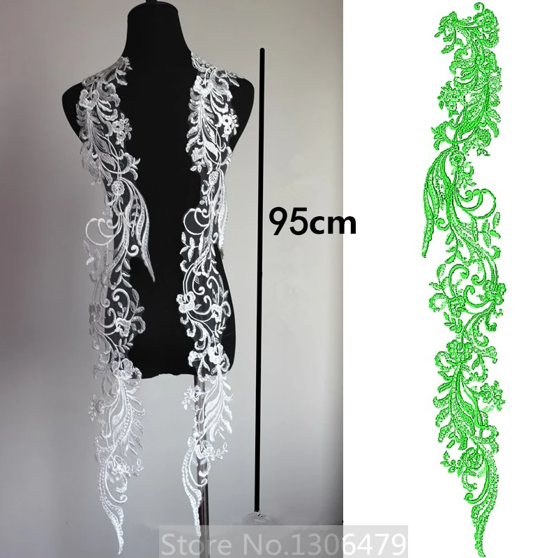 2PCs/pair Sequins Lace Flower Accessories, Handmade DIY Materials, High-grade Wedding Dress Decoration, Large Back Decals,RS1582