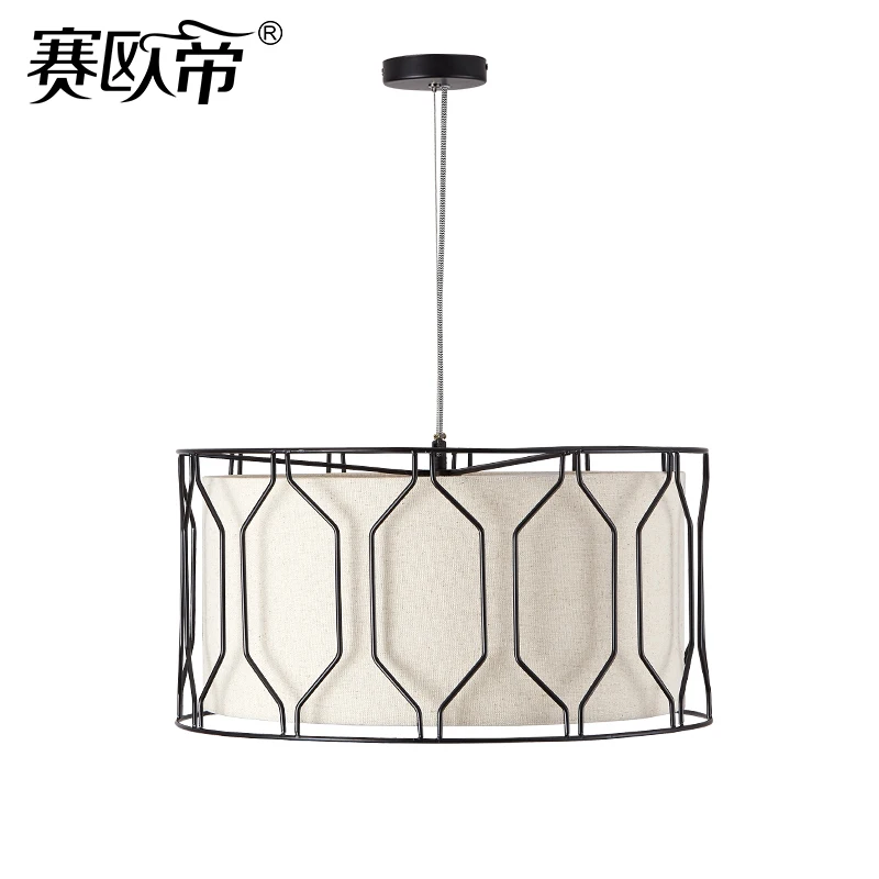 Nordic simple creative Pendant Lights bedroom study room iron art fabric lamp suction hanging dual purpose ZL91