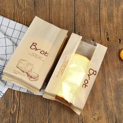 20Pcs kraft bag window paper Donut Leisure Food Bread paper Food Packaging Cake Leisure Toast DIY Baking Bakery Bread Bag