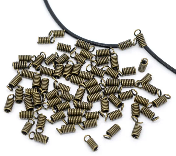 

Free Shipping 300pcs Antique Bronze Coil End Crimp Fasteners 8x4mm (fit 2mm cord) Jewelry Findings