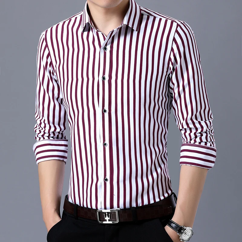 2023 New Fashion Men Long Sleeve Shirts Male Striped Classic-fit Comfort Soft Casual Button-Down Shirt Casual Male Shirt Tops