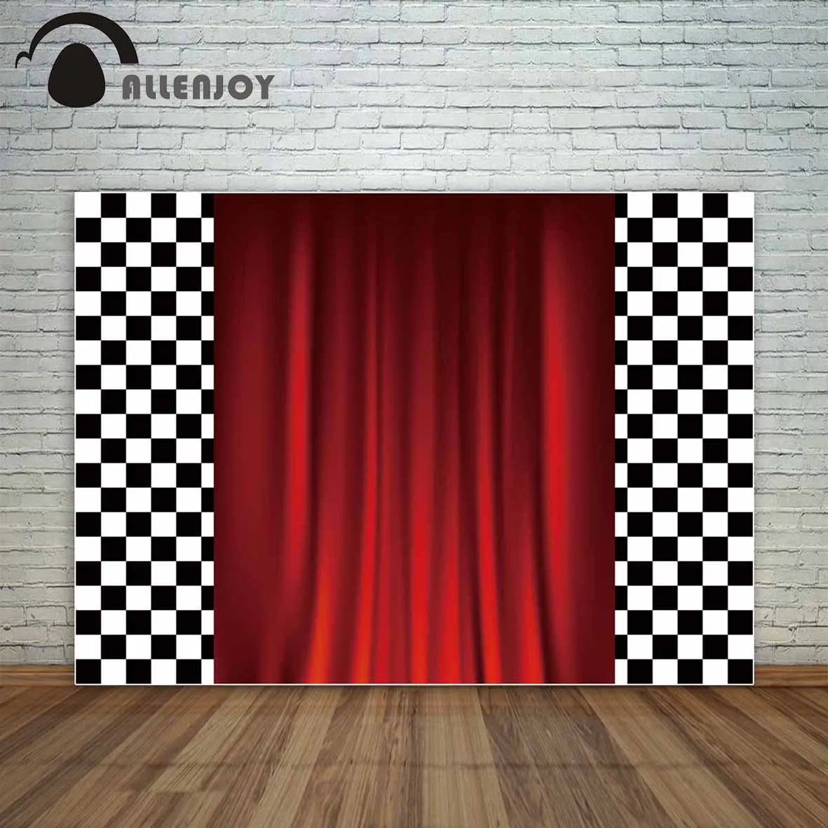 Allenjoy camera photography for studio black white lattice red party Racing flag photo studio backdrop new arrivals photography