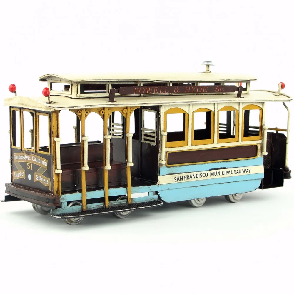 Antique handicraft San Francisco tram model decoration home furnishings crafts for home/pub/cafe decoration or birthday gift