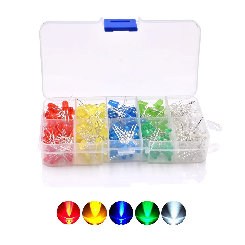 300pcs 3mm 5mm 5 Colors LED Light-emitting Diode Assorted Kit