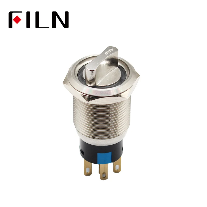 19mm 2 3 position selector rotary switch push button switch dpdt latching on off 12v led illuminated