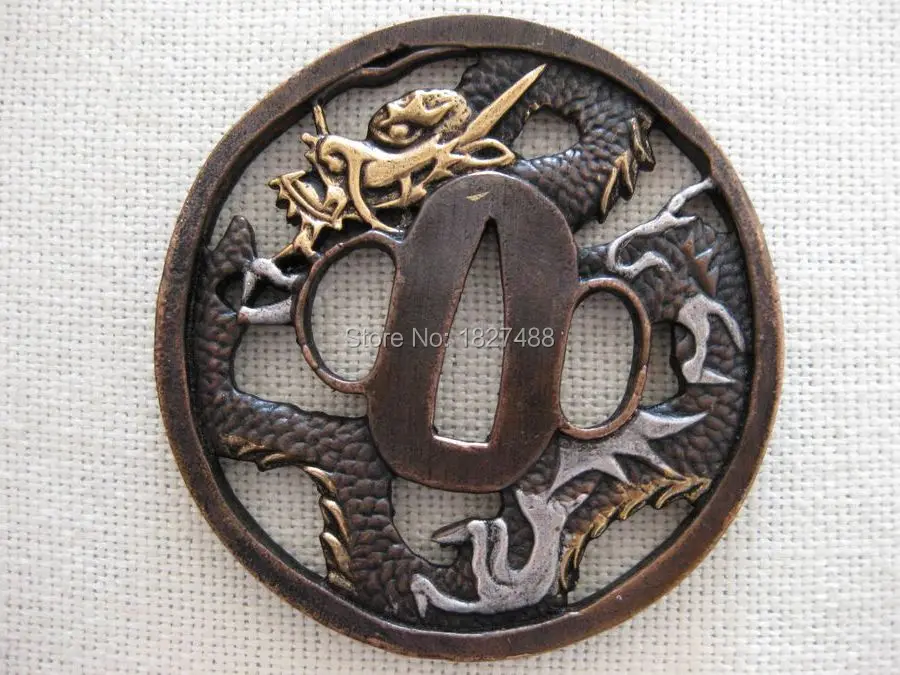 High Quallty Copper Handmade Japanese Samurai Sword Fitting katana Tsuba Dragon Guard Sword Accessories