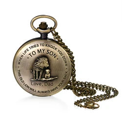 LANCARDO Vintage Men's Pocket Watch Charm Top Gift Chain Necklace Digital Scale Dial Cross Decoration Case Quartz Clock Pendant