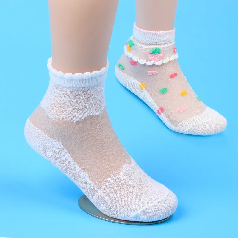 Girls Socks Mesh Style Baby Socks with Trendy Elastic Lace Flowers Summer New Arrival Wholesale 5 Pairs/Lot children socks