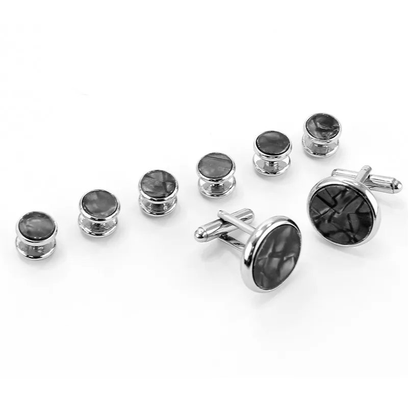 Pinksee 8pcs/set Luxury Fashion Round Plated Cufflinks Arm Buttons for Men Business Shirts Cufflinks Wedding Jewelry Запонки