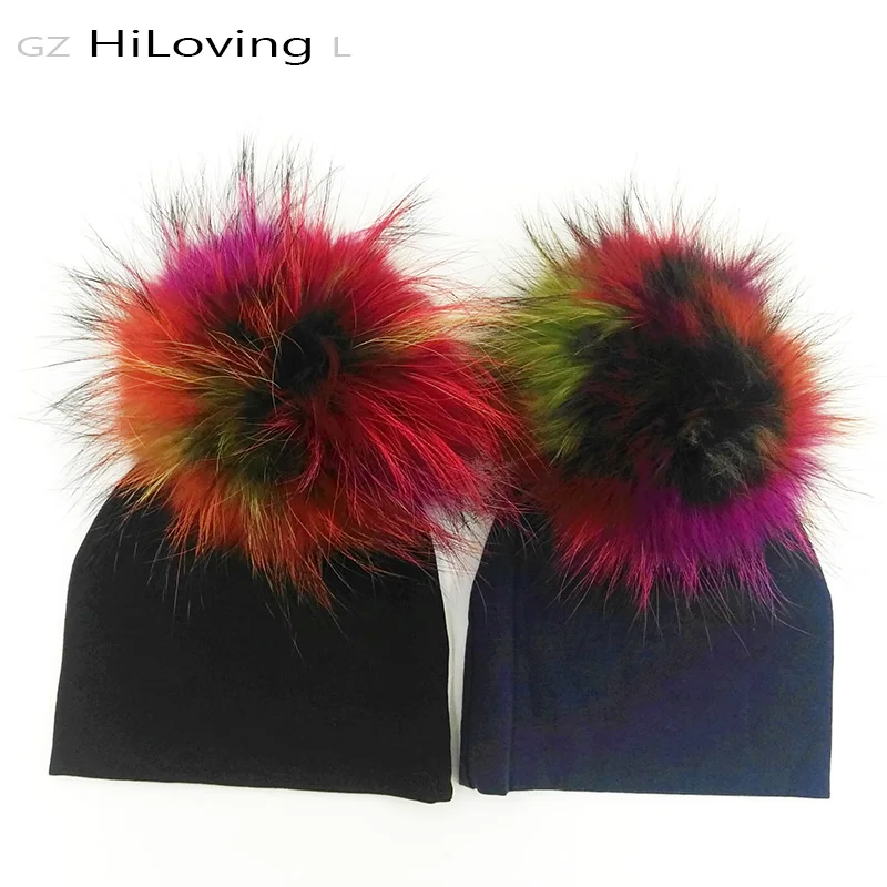 GZHilovingL 0-5month Autumn winter Baby Boys Girls Fur Pompom beanies hat Soft Cotton Fur Pompom Hat Girls Winter Spring Hat Cap