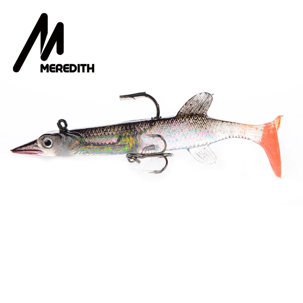 MEREDITH  Artificial Pike Jig Heads with Treble Hooks 3D Swimbait with Long Tail for Saltwater Freshwater Fishing Free Shipping