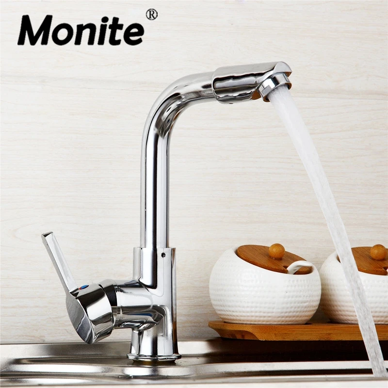 

Monite 360 Swivel Polish Chrome Vessel Bathroom Kitchen Basin Mixer Tap Faucet Rotated Spray Kitchen Faucet Deck Mounted Faucet