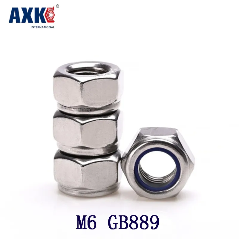 2023 Special Offer New Stainless Steel Rod Axk 10pcs 316 A4-80 Nylon Locknuts / Self-locking Nut Lock M6 Gb889