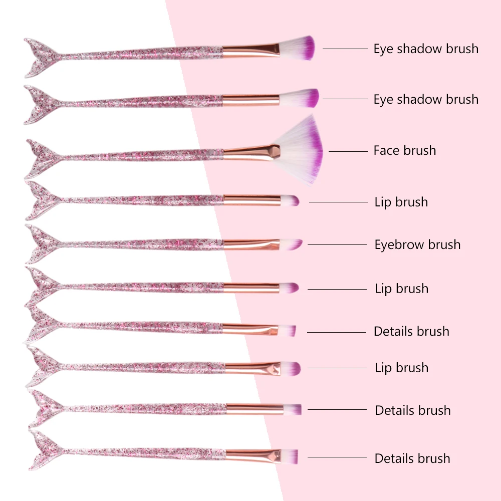 Dighealth Makeup Brushes Mermaid Brush Foundation Powder Eye Shadow Eyeliner Eyebrow Blush Lip Make Up Brush Face Cosmetic Tool