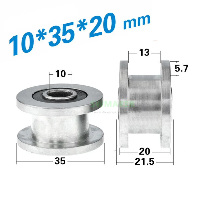 1pcs 10*35*20mm H grooved wheel, metal non-standard grooved pulley/roller, 6000-2RS bearing wheel/rolling guide wheel