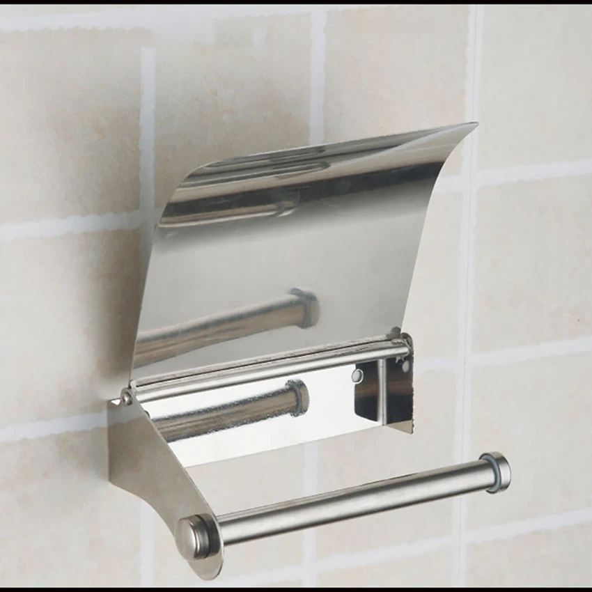 Wall Mounted Stainless Steel Paper Towel Holder, Toilet Tissue Holder Roll Paper Holder Box Roll Organizer for Kitchen, Bathroom