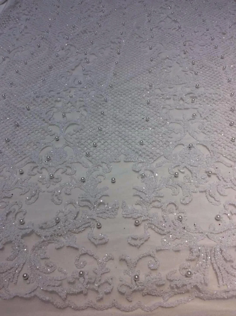 

Sparkle SYJ-101652 Tulle Glitter Lace Fabric with beads For Wedding Dress Glitter Net Lace Fabric