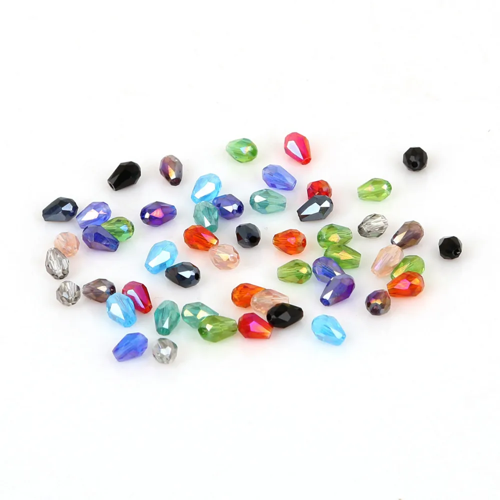 100pcs/lot 3mm Teardrop Austria Crystal Beads Water Drop Faceted Glass Beads Loose Spacer Beads For Jewelry Making DIY